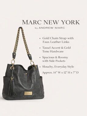 Marc New York Andrew Marc Black Chain Strap Shoulder Bag Tote